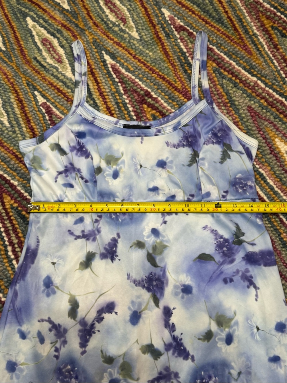 🪻🦋 VINTAGE Y2K Blue Floral Maxi Slip Dress with Spaghetti Straps‎ 🦋🪻 - Picture 12 of 13